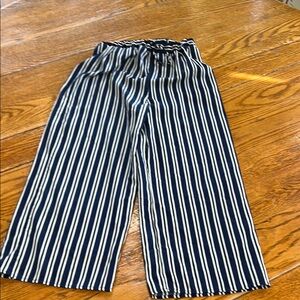 Lily Bleu navy and white striped wide leg pants. Elastic waistband. Size 12.